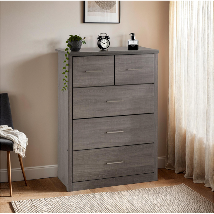 Lisbon 3+2Drawer Cabinet Black Grain