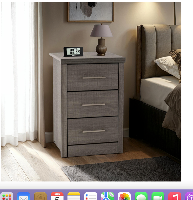 Lisbon Bedside Cabinet Black Grain