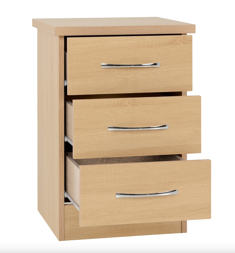 Nevada Sonoma Oak effect 3 Drawer Cabinet