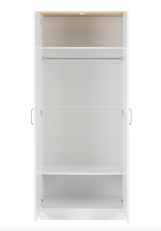 Portland 2 Door wardrobe White/Oak Effect