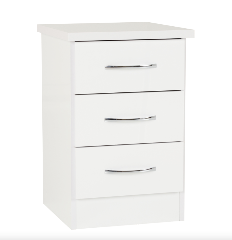 Nevada White 3 Door 2 Drawer Mirrored Wardrobe