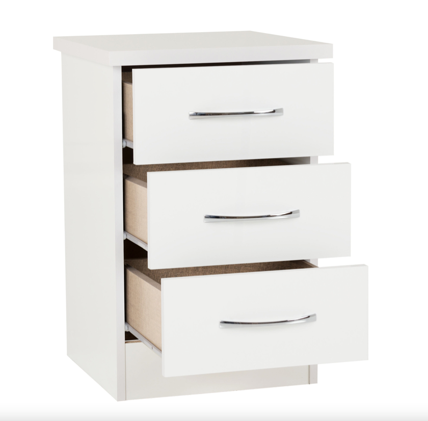 Nevada White 3 Door 2 Drawer Mirrored Wardrobe