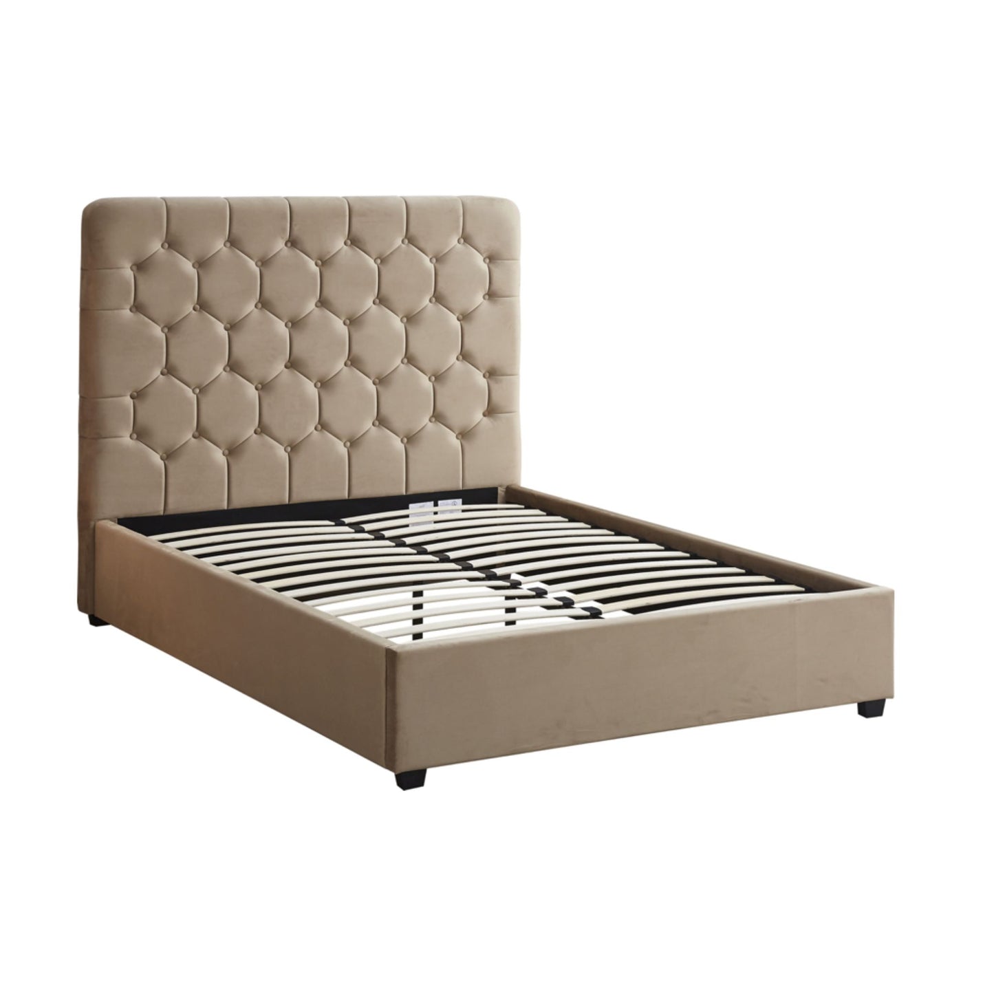 Fawn Velvet Double Bed