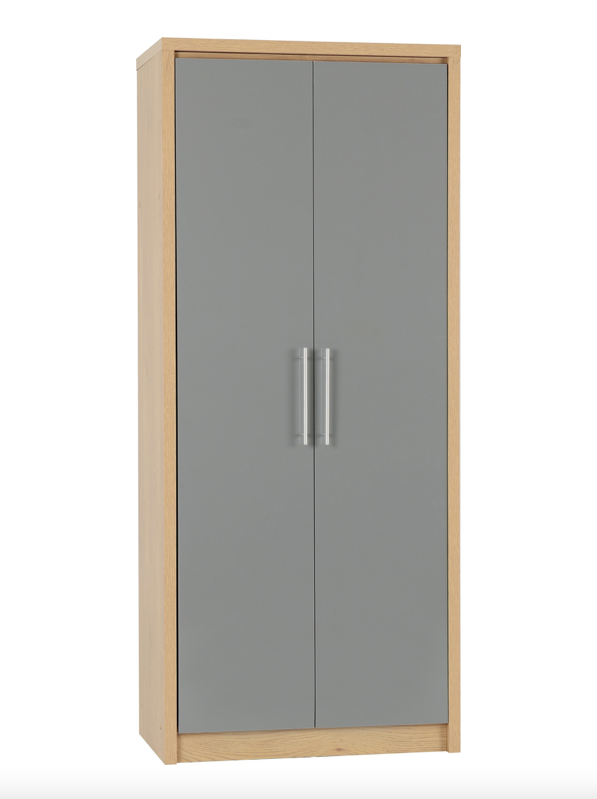 Seville Grey Veneer 2 Door Wardrobe