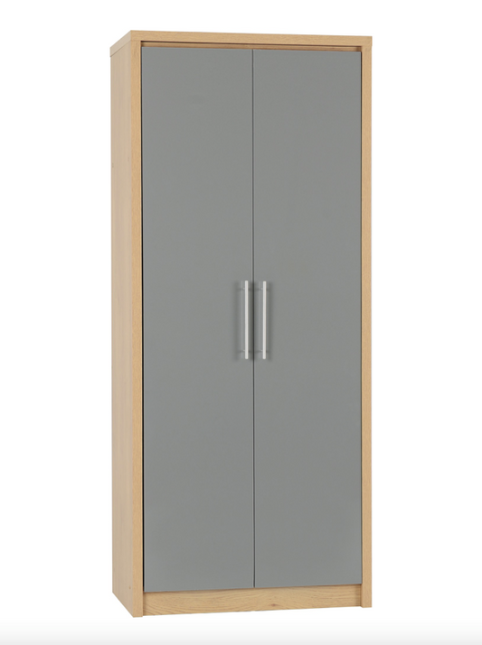 Seville Grey Veneer 2 Door Wardrobe