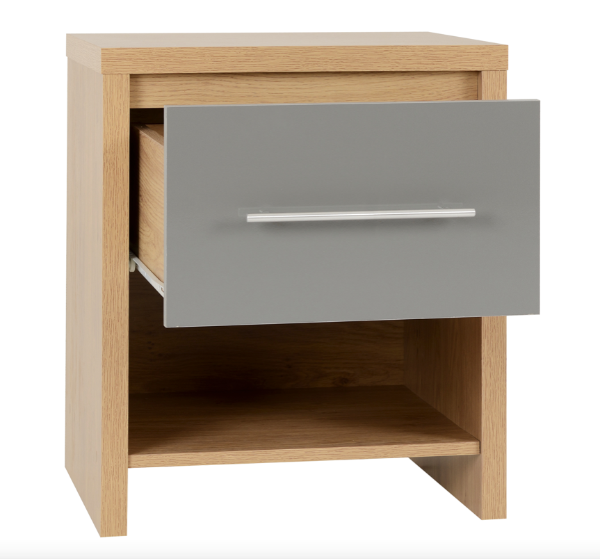 Seville  Grey 1 Drawer Bedside Table