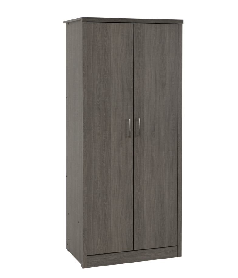 Lisbon Black Wood Grain 2 Door 1 Drawer Wardrobe