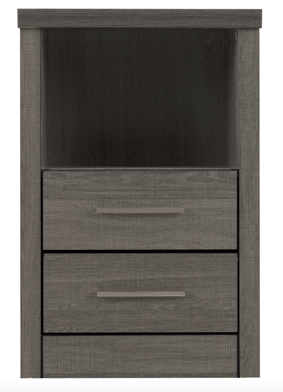 Lisbon 2 Drawer 1 Shelf Bedside Cabinet Black Grain