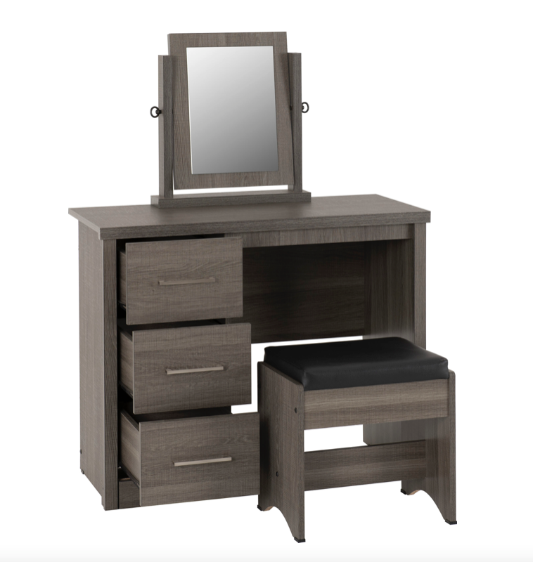 Lisbon 3 Piece Dressing Table Set Black Grain