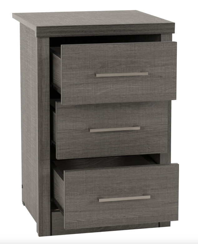 Lisbon Bedside Cabinet Black Grain