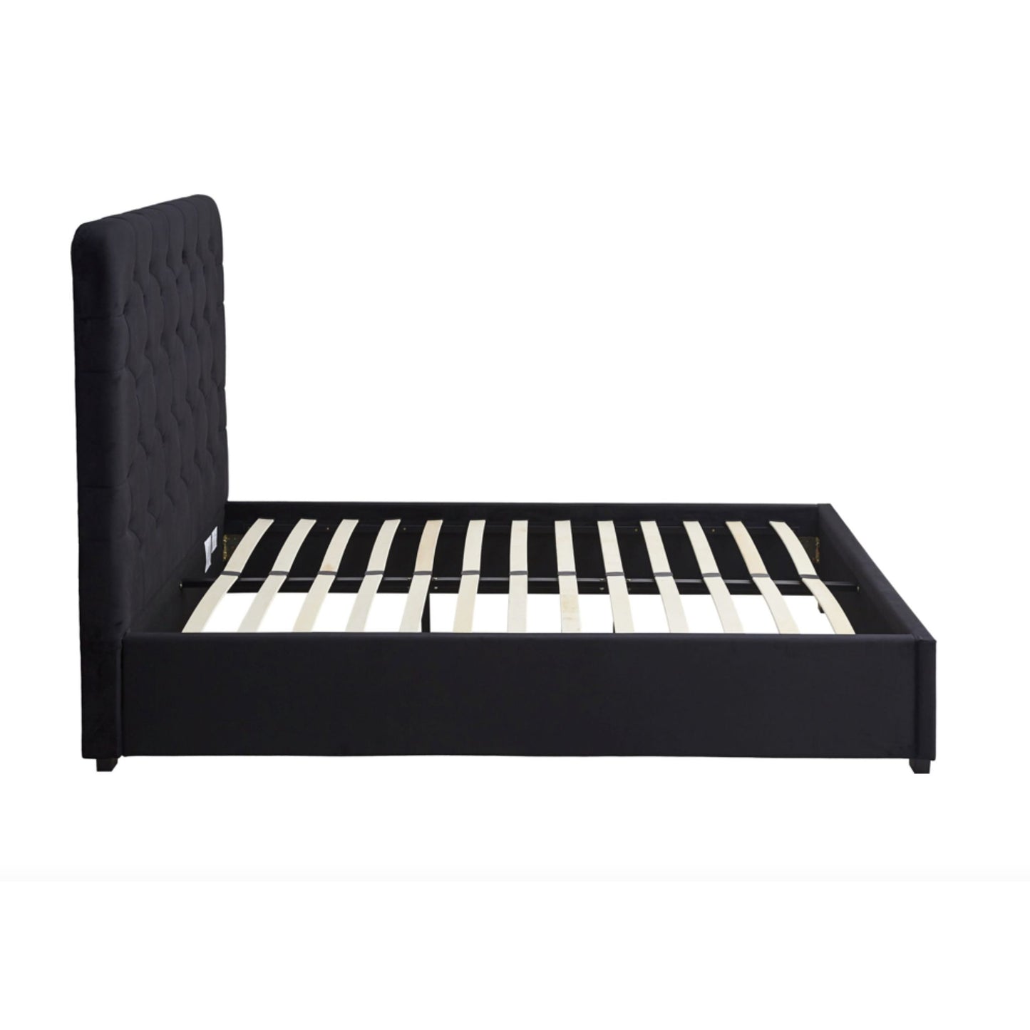 Madison Double Bed in Black Velvet Fabric