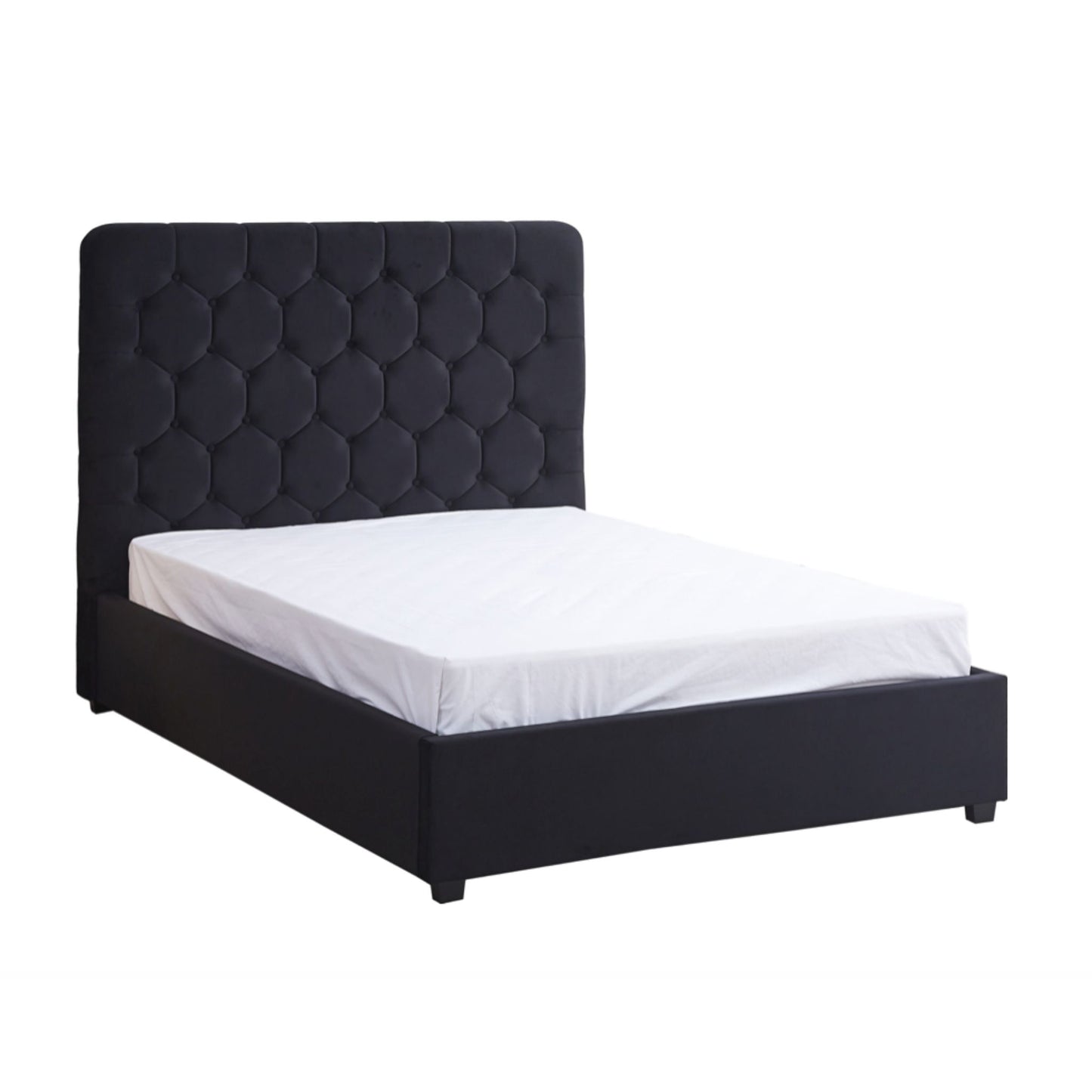 Madison Double Bed in Black Velvet Fabric