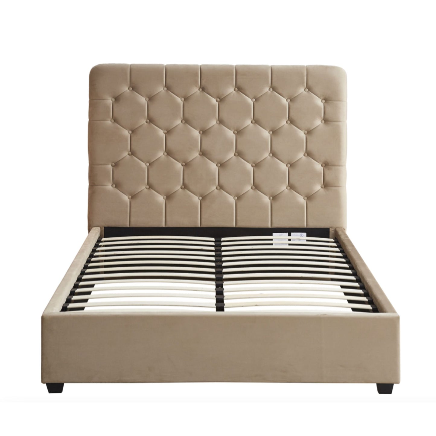 Fawn Velvet Double Bed