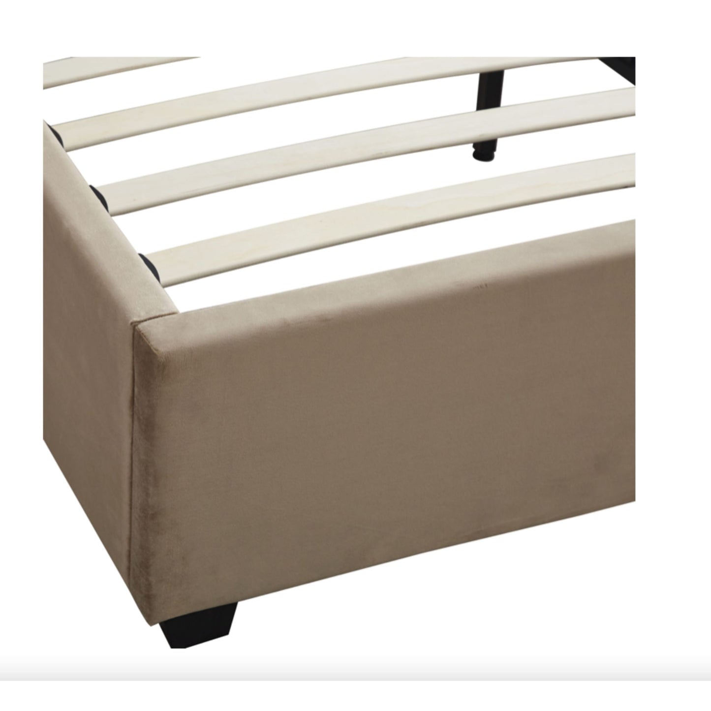 Fawn Velvet Madison Double Bed.