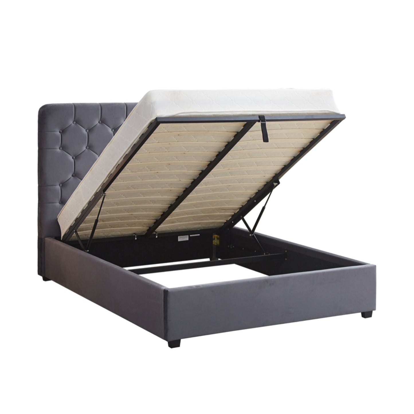 Madison Grey Velvet Kingsize Storage Bed