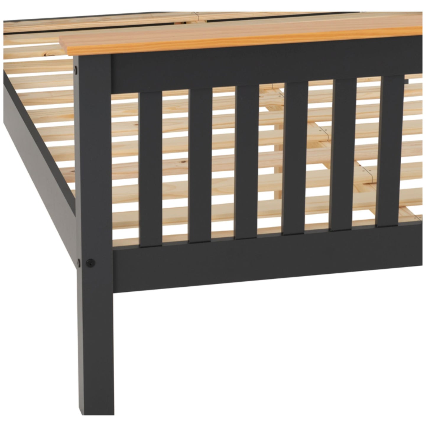 Monaco High Foot End Grey Double Bed In Grey Lacquer and Oak