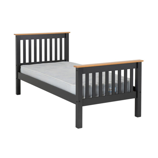 Monaco High Foot end Single Bed in Grey/Oak