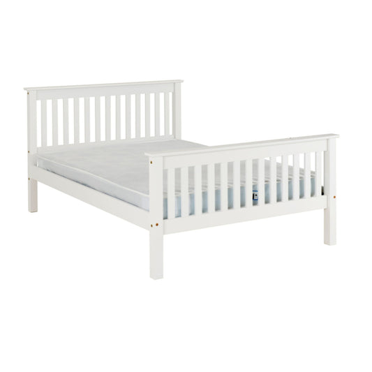 Monaco High Foot end Double Bed finished in White lacquer