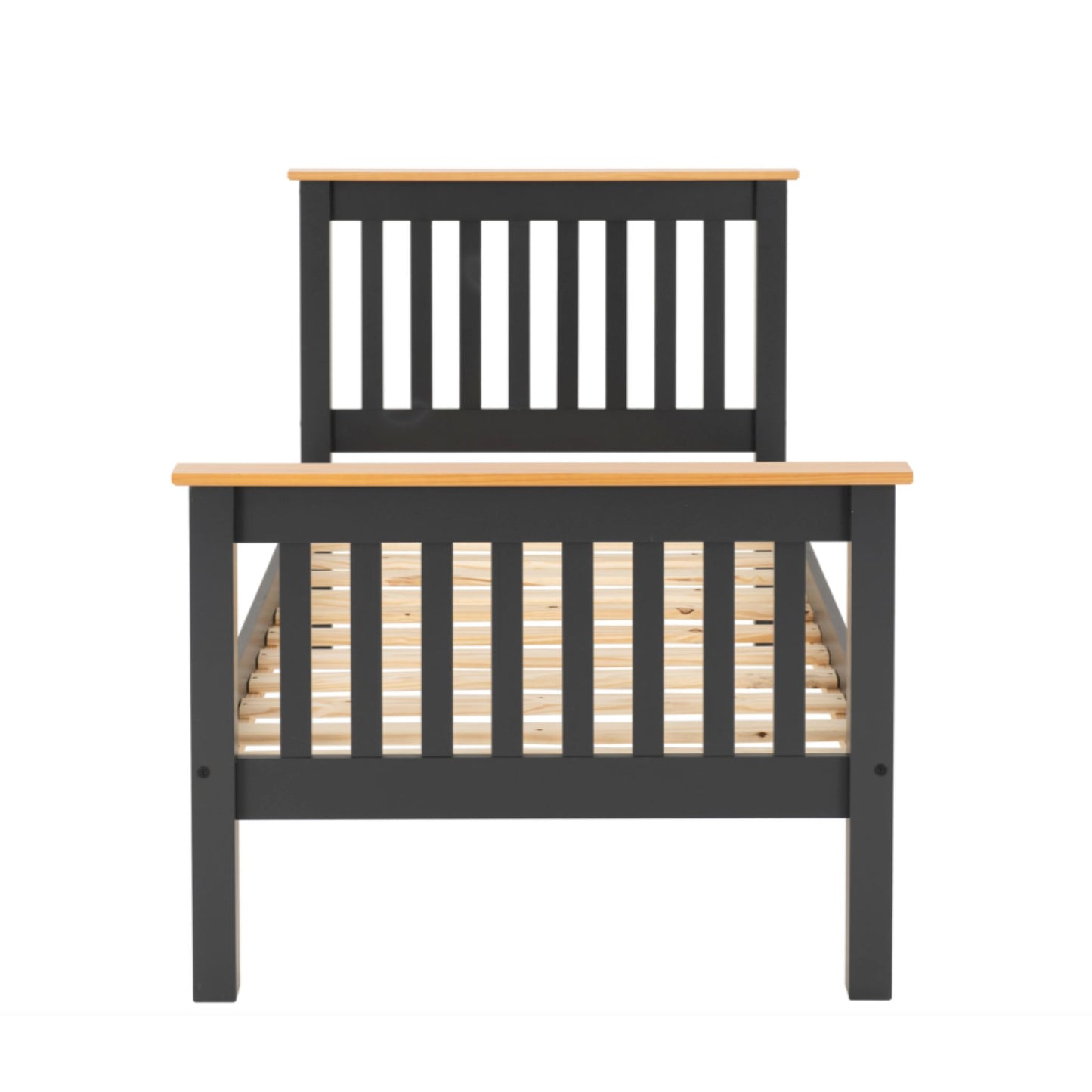 Monaco High Foot end Single Bed in Grey/Oak
