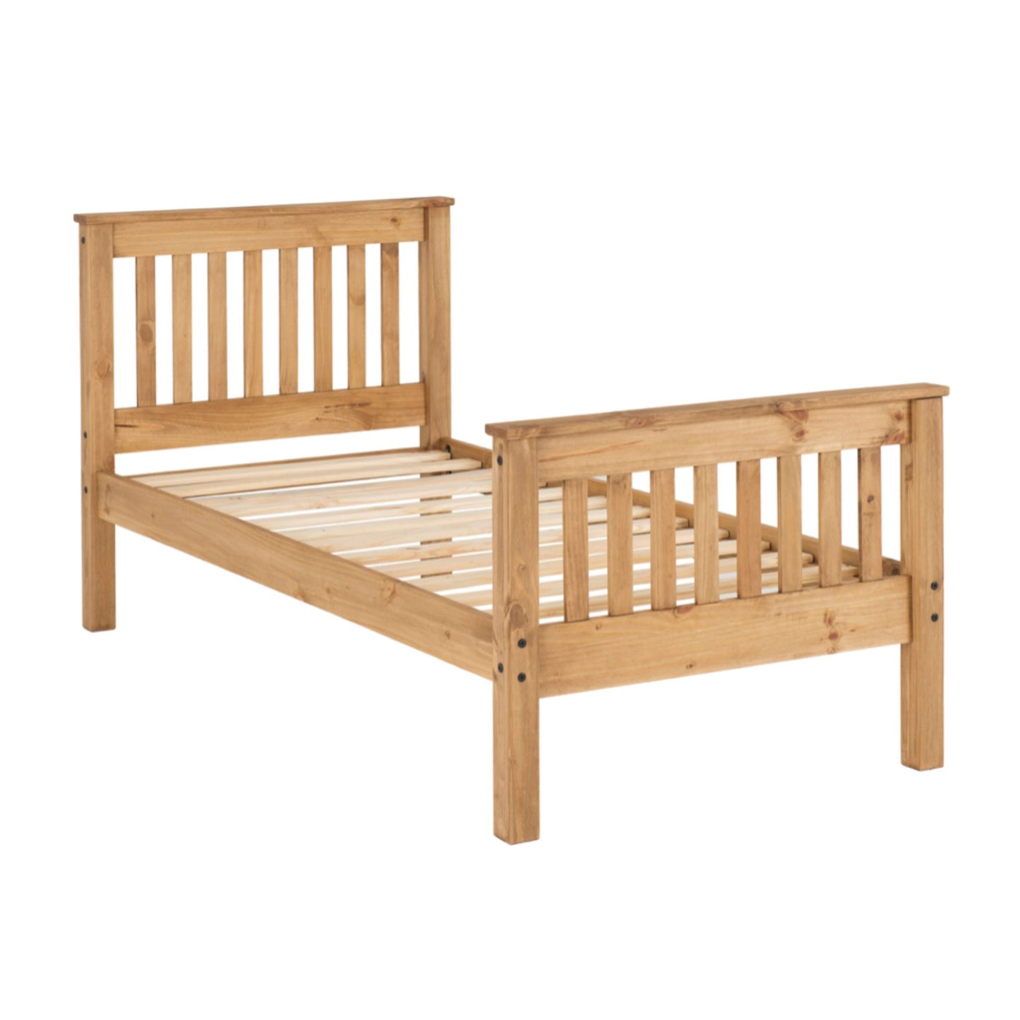 Monaco High foot End Single Bed waxed Pine Finish
