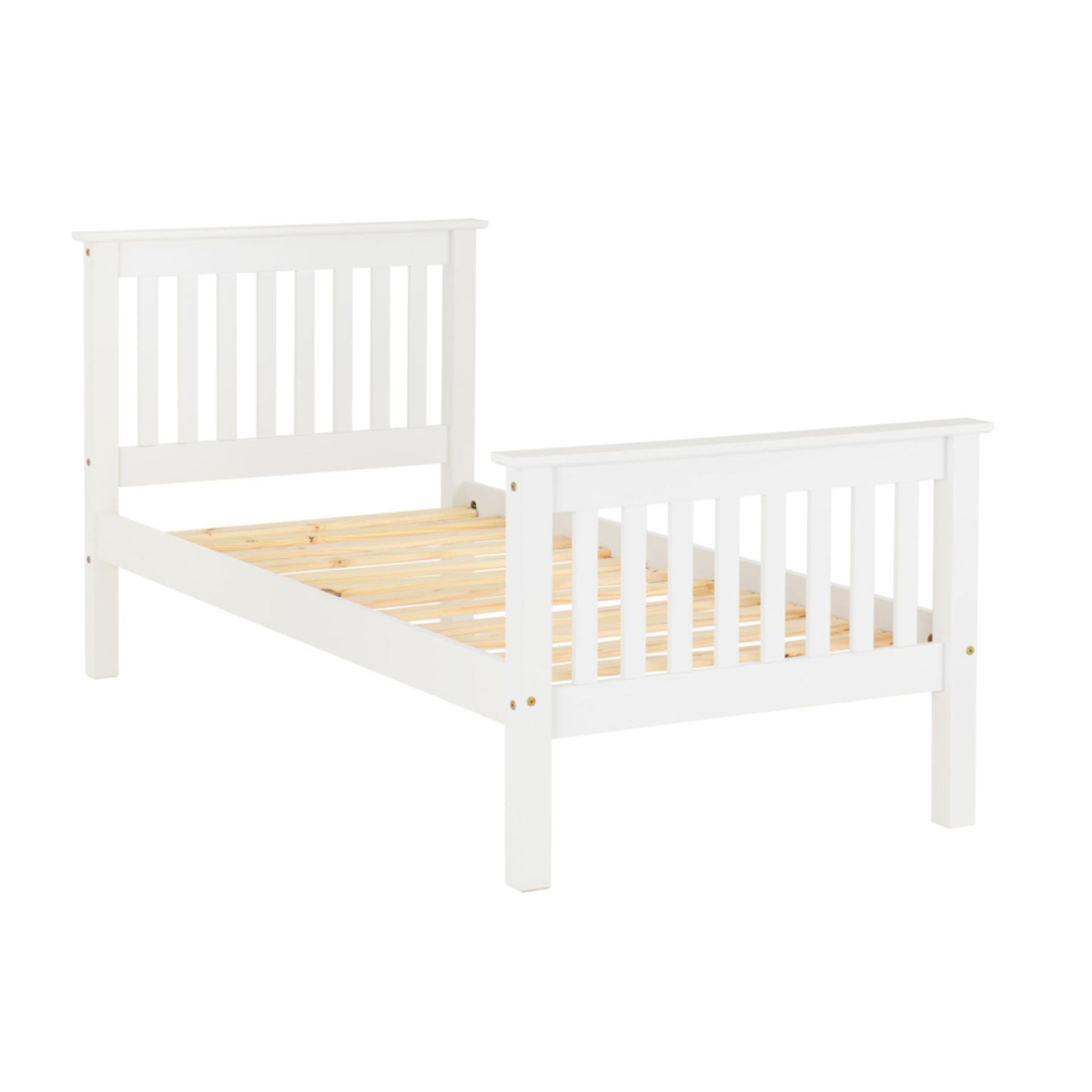 Monaco High Foot End Single Bed Finished in White