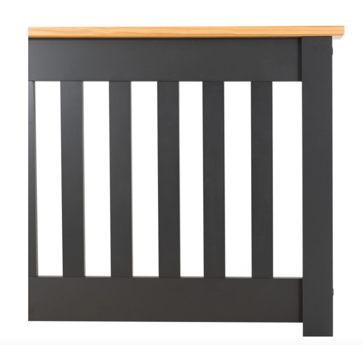 Monaco 4"6 Bed with High Foot End Finished in Grey Laquer and Oak.