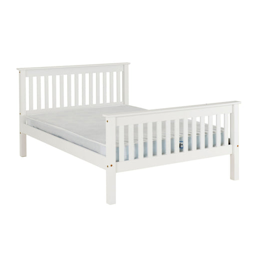 Monaco High Foot End Double Bed in White Lacquer