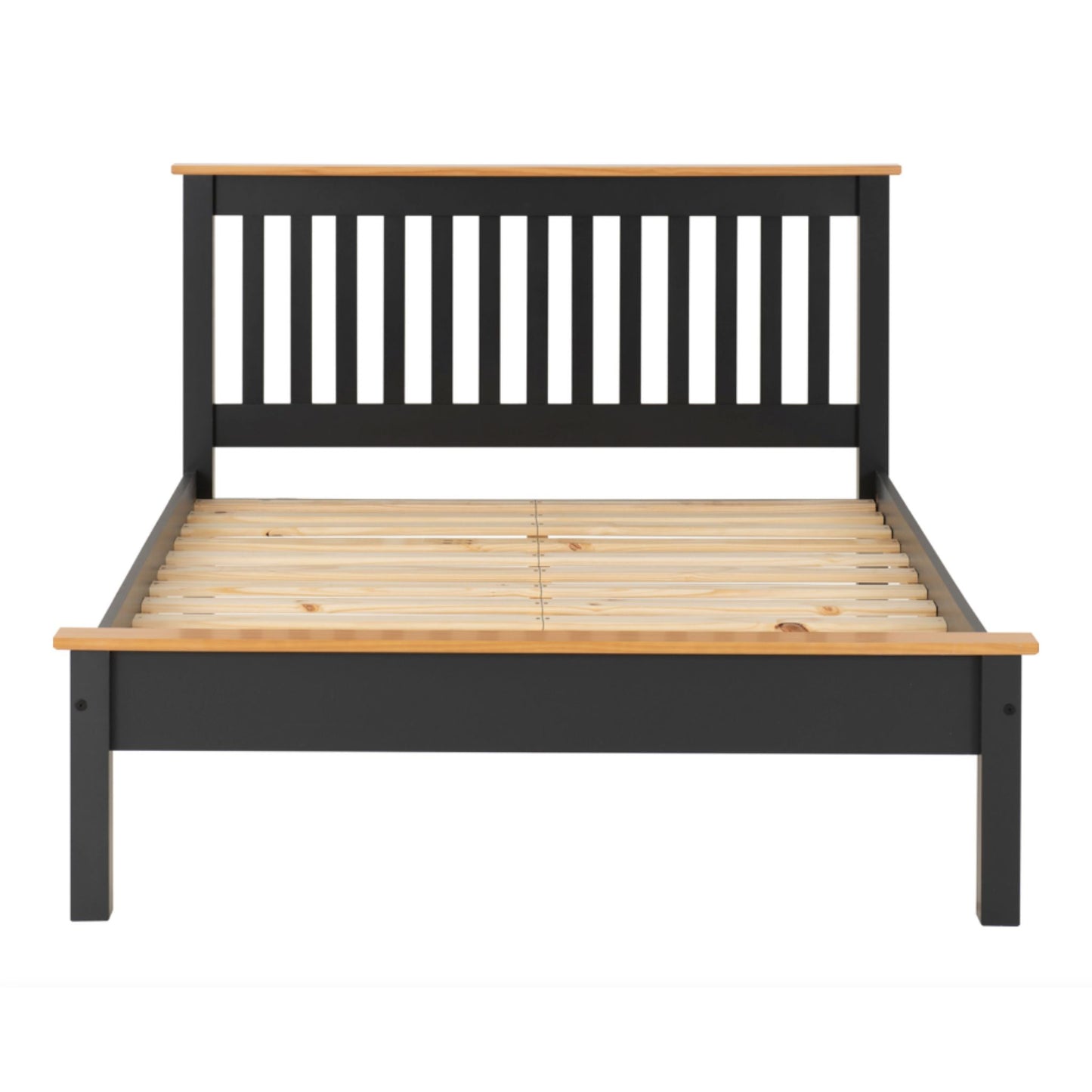 Monaco Low Foot End Double Bed in grey lacquer and Oak