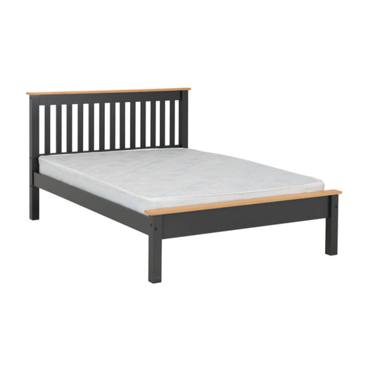 Monaco Low Foot End Double Bed in grey lacquer and Oak