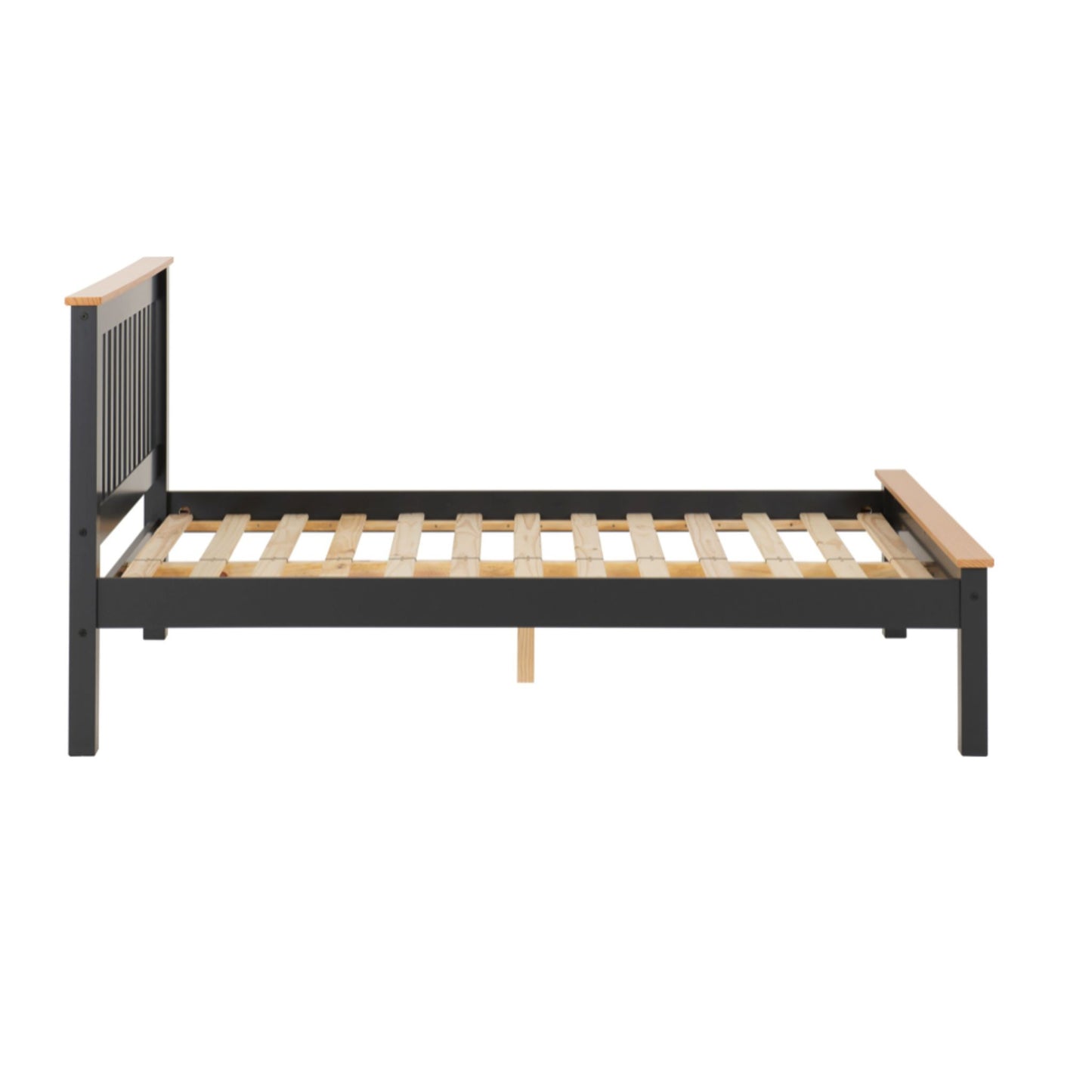 Monaco Low Foot End Double Bed in grey lacquer and Oak