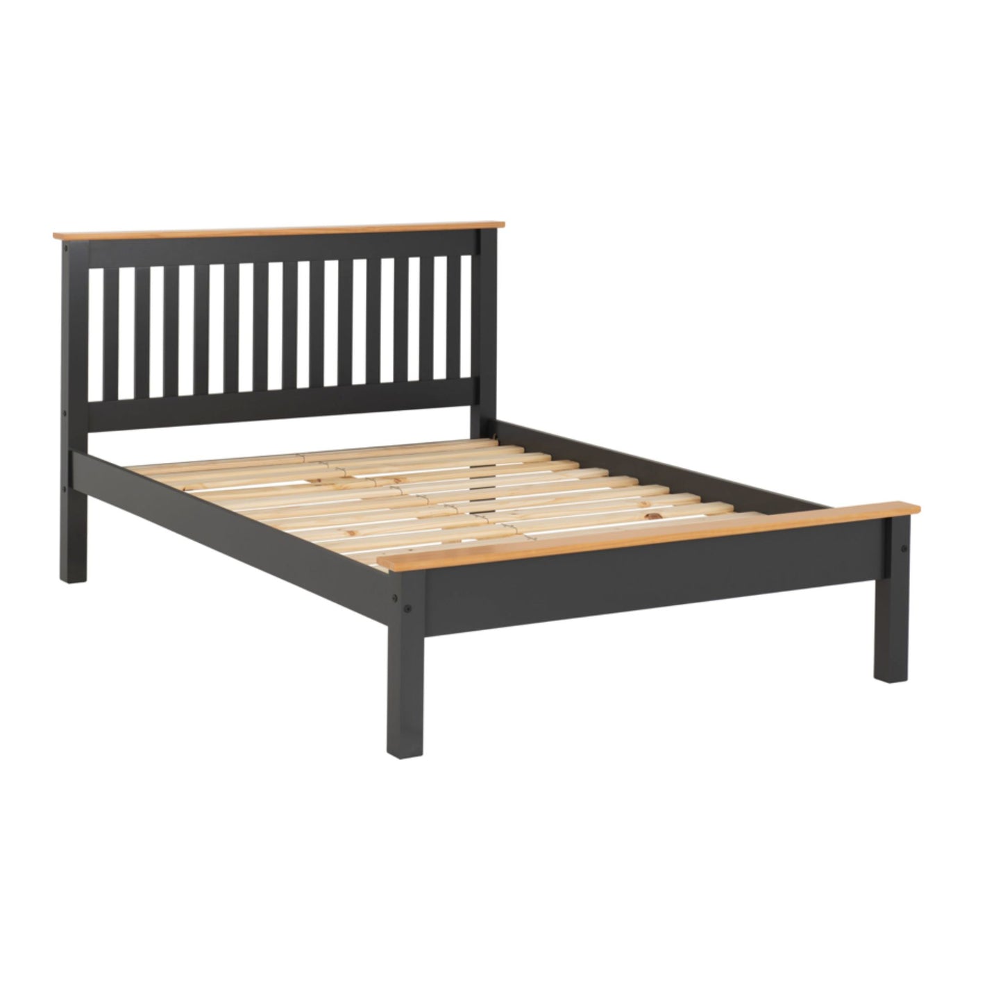 Monaco Low Foot End Double Bed in grey lacquer and Oak