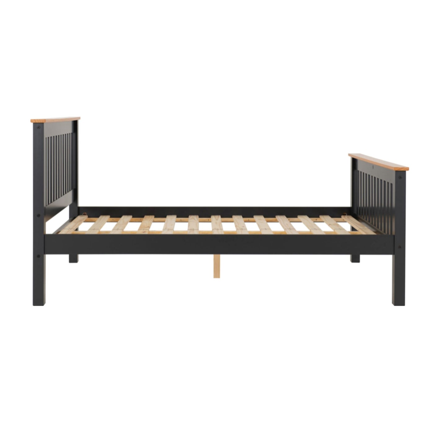 Monaco High Foot End Grey Double Bed In Grey Lacquer and Oak