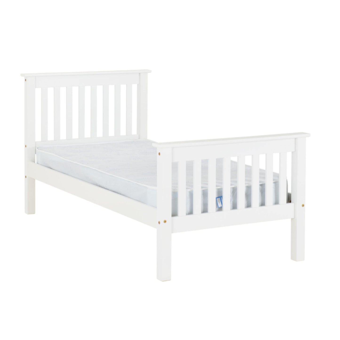 Monaco High Foot End Single Bed Finished in White