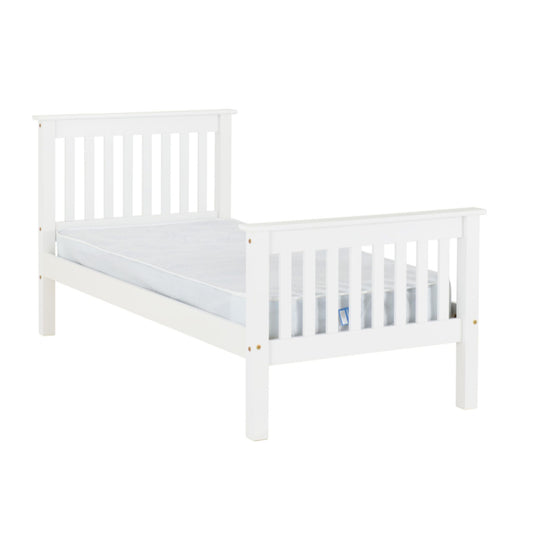 Monaco High Foot End Single Bed Finished in White
