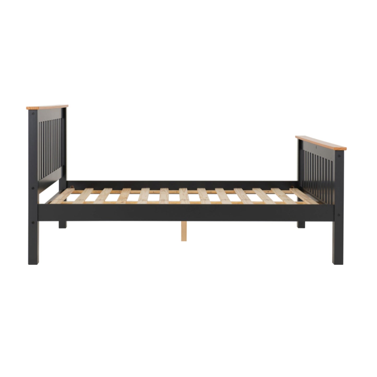 Monaco 4"6 Bed with High Foot End Finished in Grey Laquer and Oak.