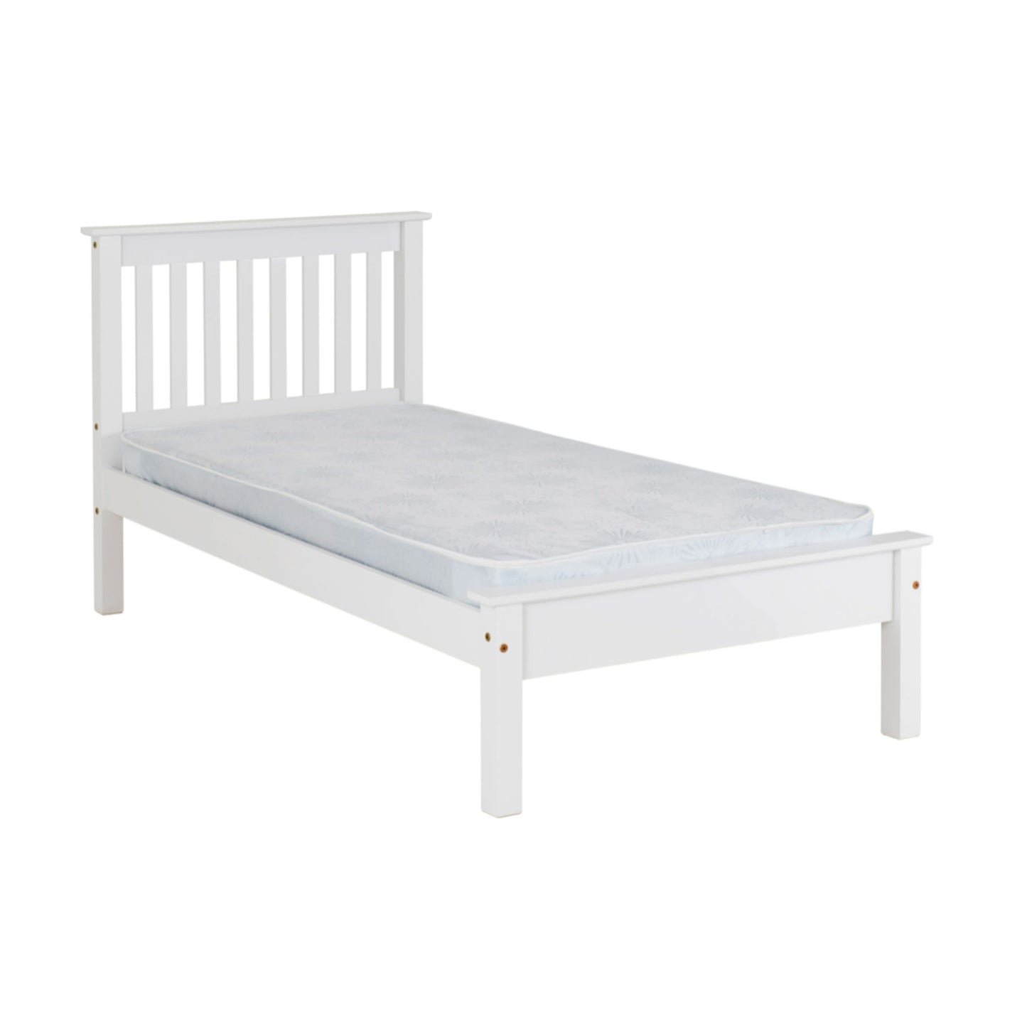 Monaco Single Bed with low foot end in White