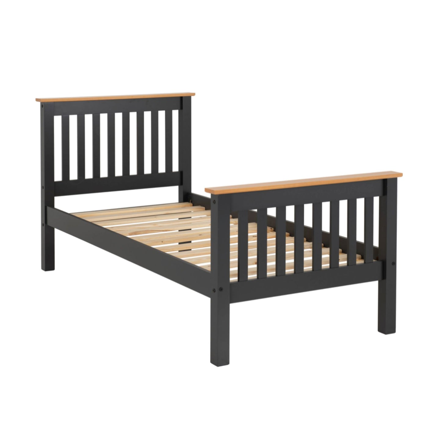 Monaco High Foot end Single Bed in Grey/Oak