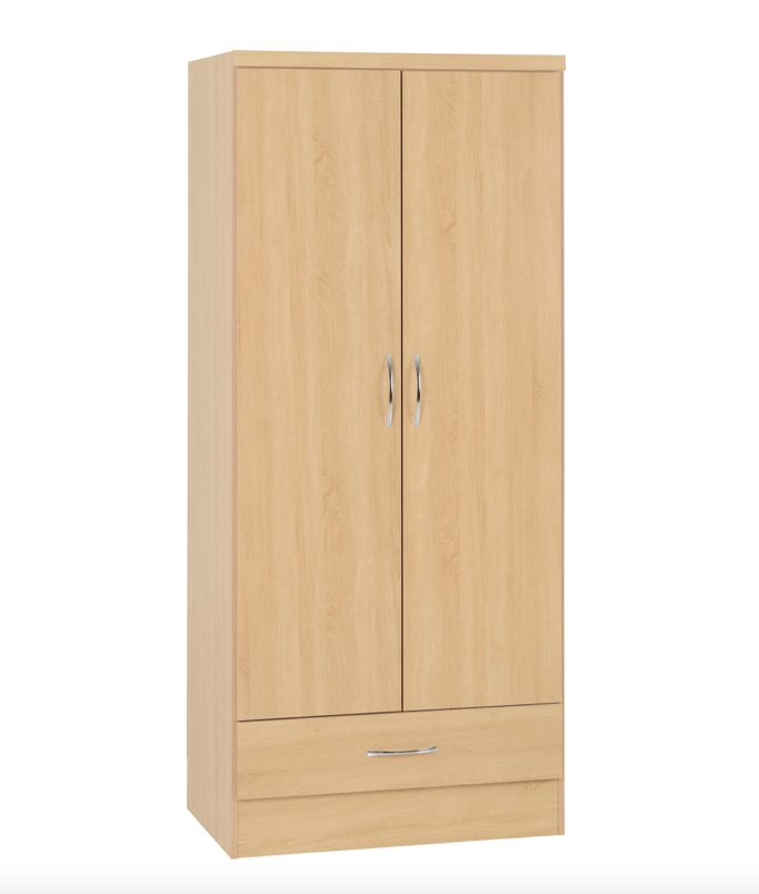 Nevada Sonoma Oak Effect 2 Door 1 Drawer Wardrobe