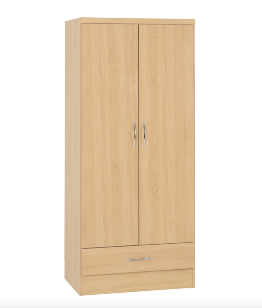 Nevada Sonoma Oak Effect 2 Door 1 Drawer Wardrobe
