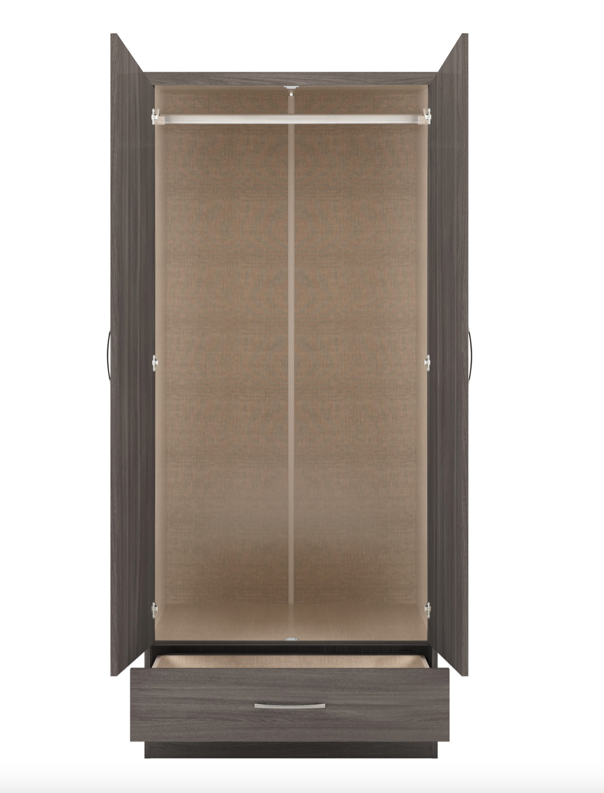 Nevada Dark Wood 2 Door wardrobe Bedroom Set