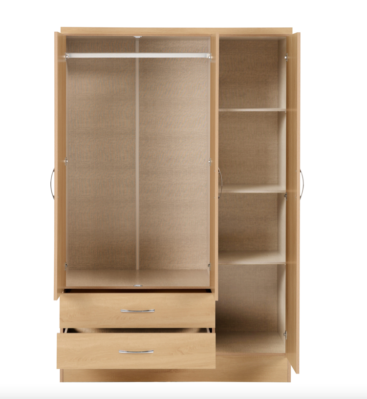 Nevada 3 Door 2 Drawer Mirrored Wardrobe Sonoma Oak