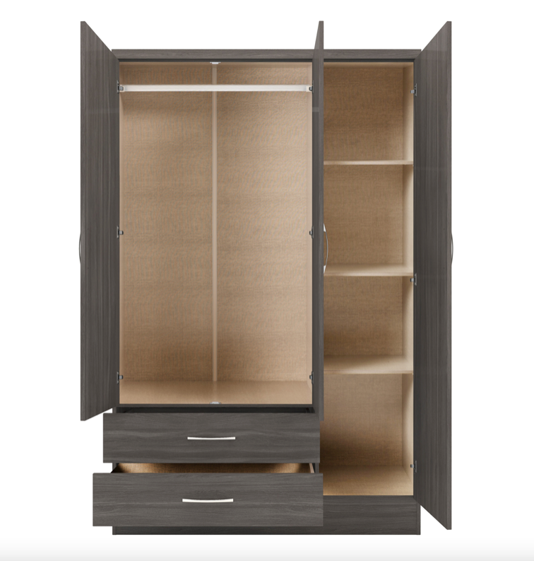 Nevada 3 Door 2 Drawer Mirrored Wardrobe Bedroom Set