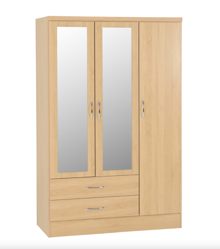 Nevada 3 Door 2 Drawer Mirrored Wardrobe Sonoma Oak