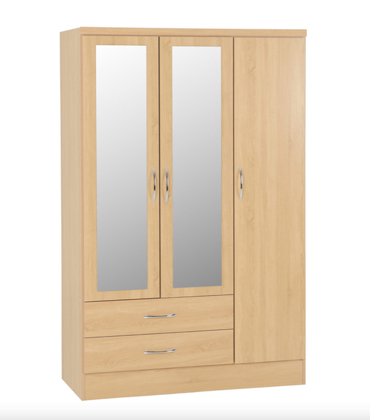Nevada 3 Door 2 Drawer Mirrored Wardrobe Sonoma Oak