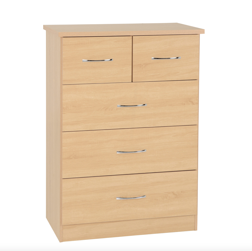 Nevada Sonoma Oak Effect 3+2 Drawer Chest of Drawers