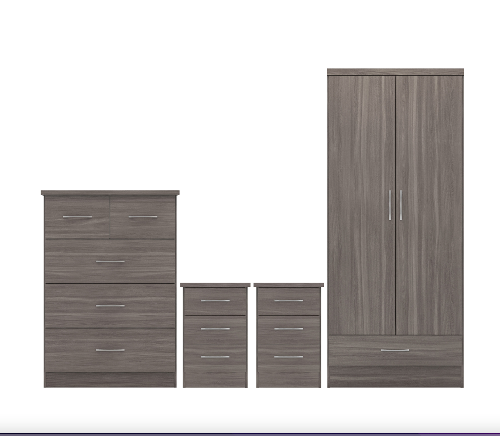 Nevada Dark Wood 2 Door wardrobe Bedroom Set