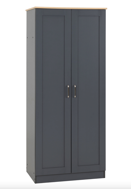 Portland 2 Door Wardrobe Grey/Oak Effect