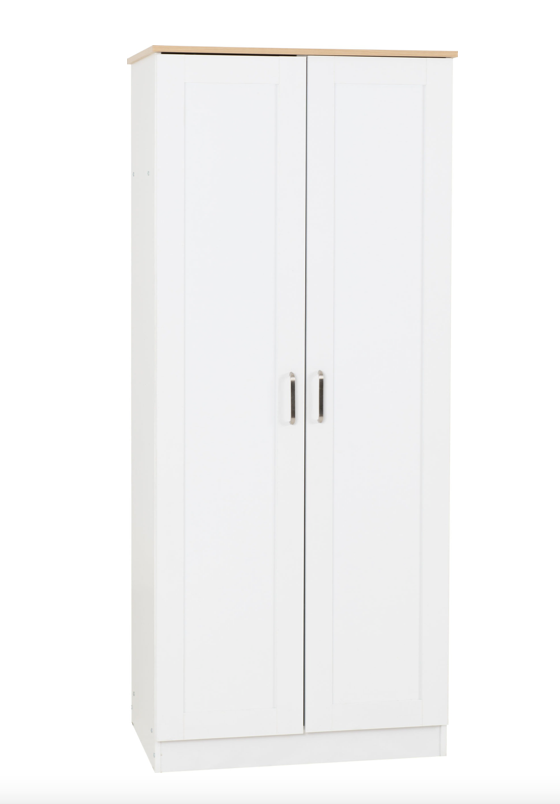Portland 2 Door wardrobe White/Oak Effect