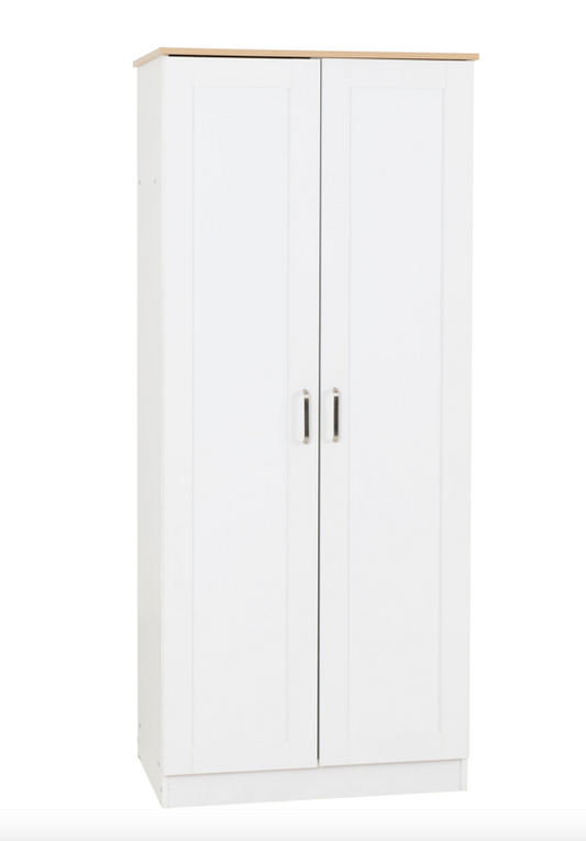 Portland 2 Door wardrobe White/Oak Effect