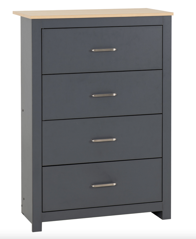Portland 4 Drawer Cabinet Grey/Oak Effect